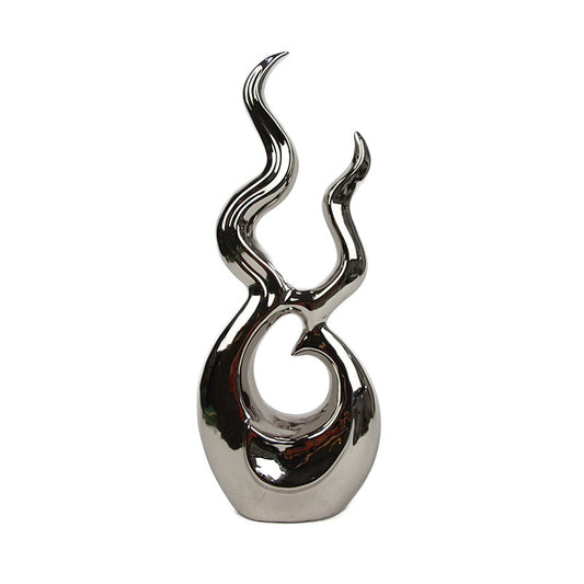 Κεραμικό Διακοσμητικό Φλόγα Ασημί 45εκ