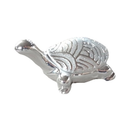 Χελώνα Διακοσμητική Κεραμική Ζαχαρί/Ασημί 15x11x8