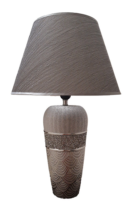 Επιτραπέζια Κεραμική Λάμπα Ζαχαρί/Ασημί 15x15x39