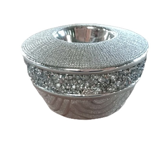 Κεραμικό Κηροπήγιο Ζαχαρί/Ασημί 10x10x8