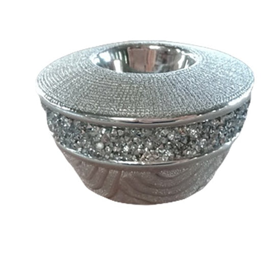 Κεραμικό Κηροπήγιο Ζαχαρί/Ασημί 10x10x8