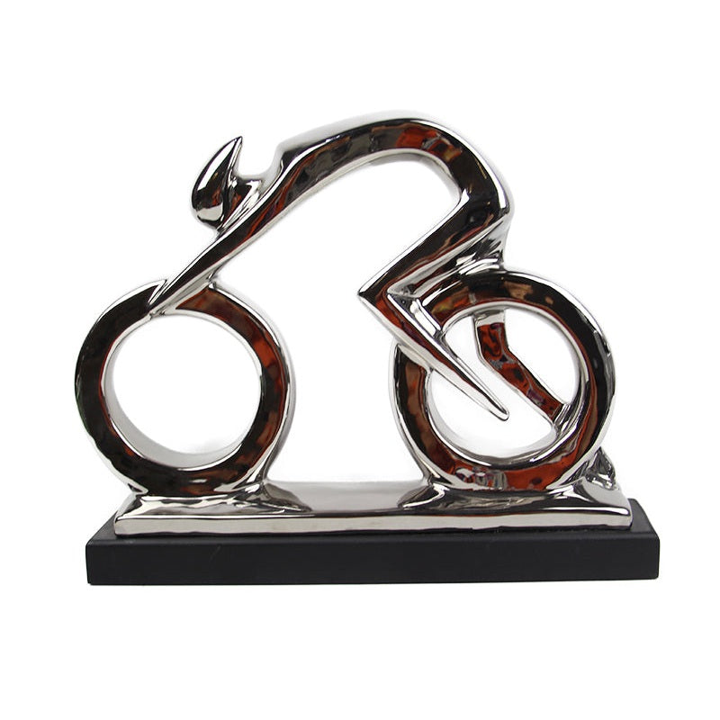 Κεραμική Διακοσμητική Φιγούρα Ποδηλάτης Ασημί 33εκ