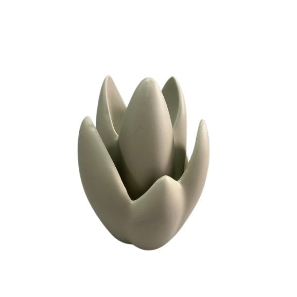 Κεραμικό Διακοσμητικό Μπεζ Νούφαρο 13x13x20