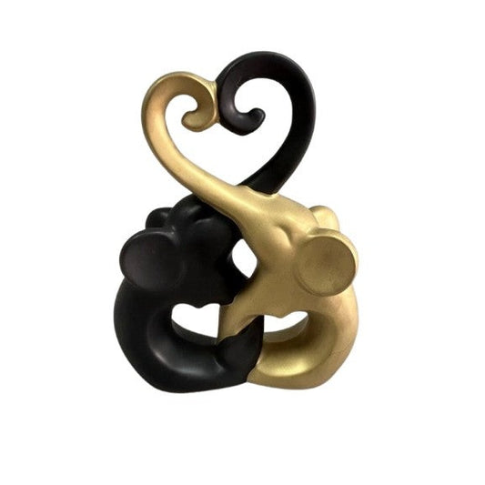 Διακοσμητικά Κεραμικά Ελεφαντάκια Καρδιά Xρυσό/Μαύρο 20x8x25