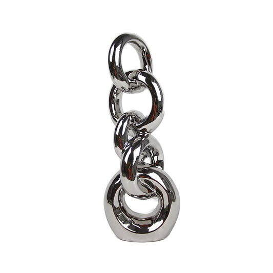 Κεραμικό Διακοσμητικό Κρίκοι Ασημί 43εκ