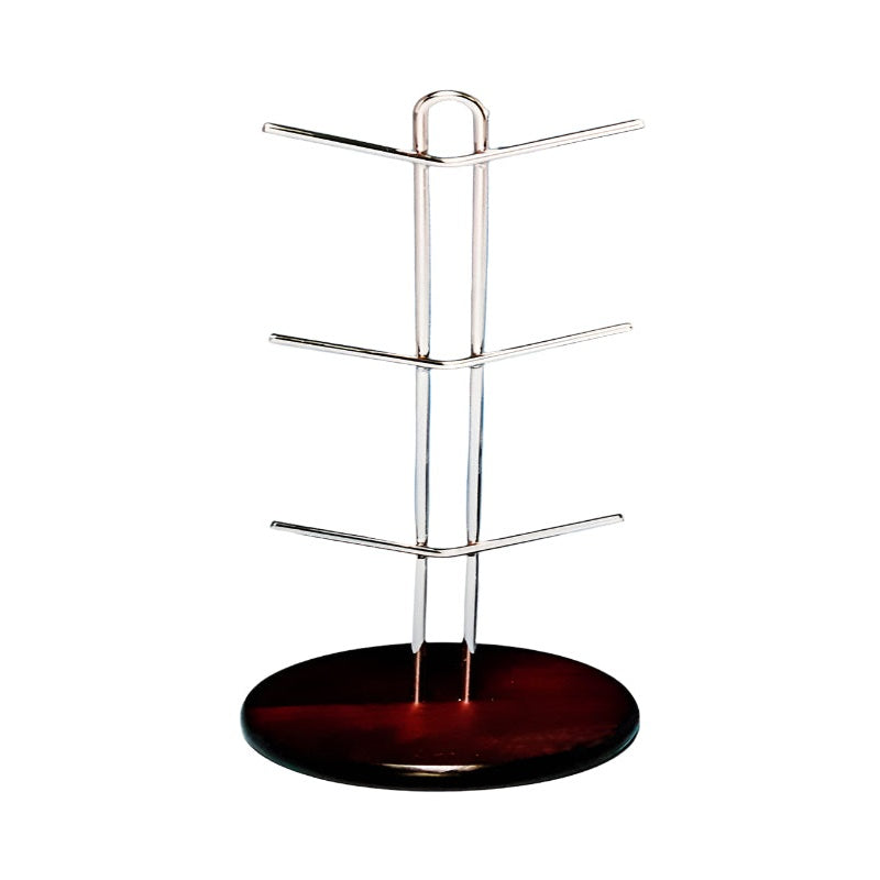 Κυπελοστάτης Μεταλλικός Chrome με Ξύλινη Βάση