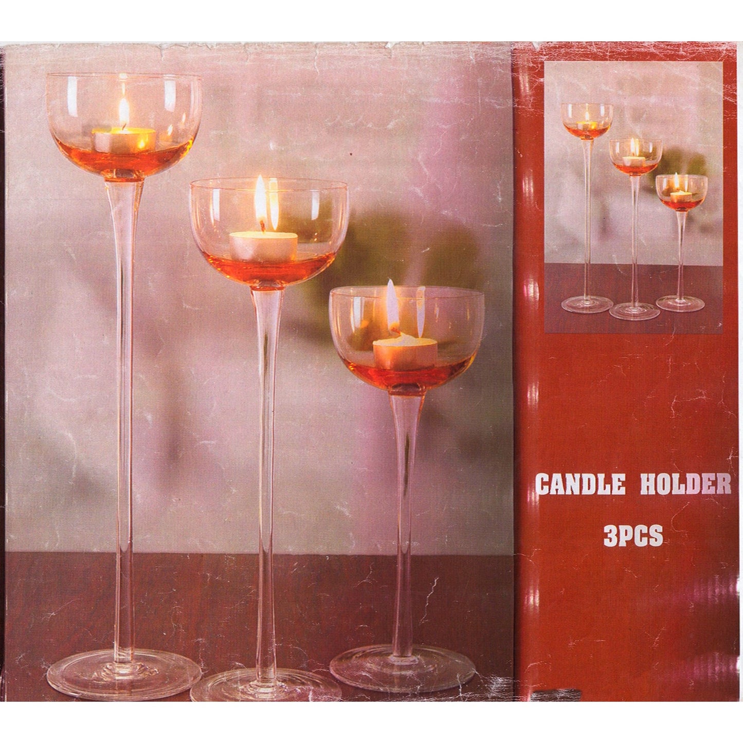 Σετ Κηροπήγια Γυάλινα Διακοσμητικά 3 Τεμαχίων
