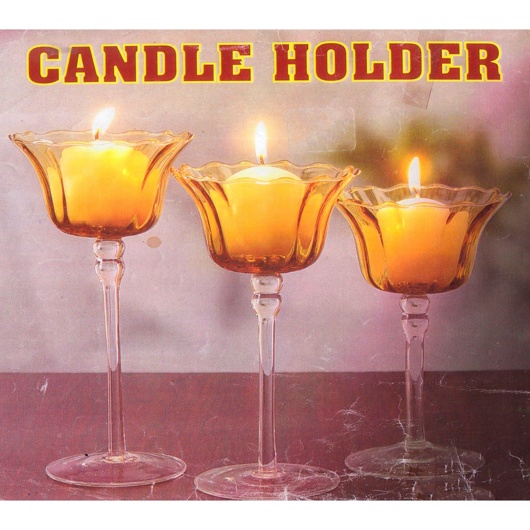 Σετ Κηροπήγια Γυάλινα Διακοσμητικά 3 Τεμαχίων