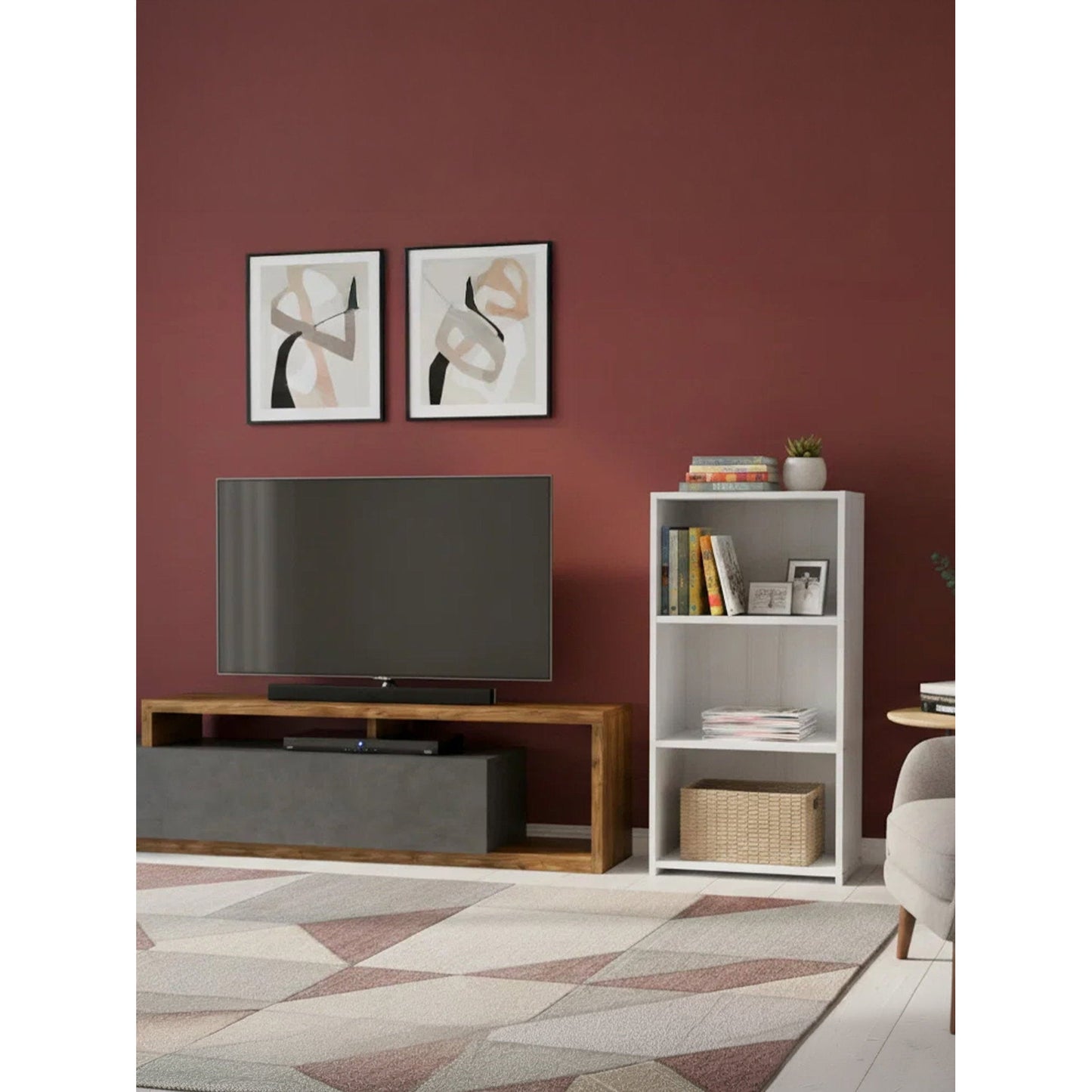 Eliot 3S Bookcase White 60x30x108