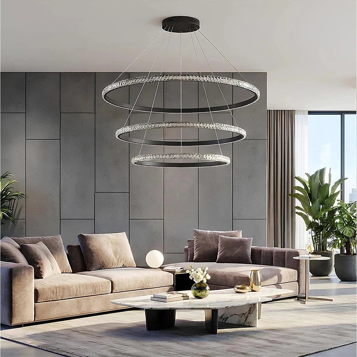 DIAMOND KLV-101-0241 Κρεμαστό Φωτιστικό Οροφής LED 150W 15000lm 180° AC 220-240V IP20 Ρυθμιζόμενο Λευκό CCT με Χειριστήριο από 2700K έως 6000K Dimmable - Lumileds SMD Chip - Μαύρο Ματ - Μ100 x Π100 x Υ100
