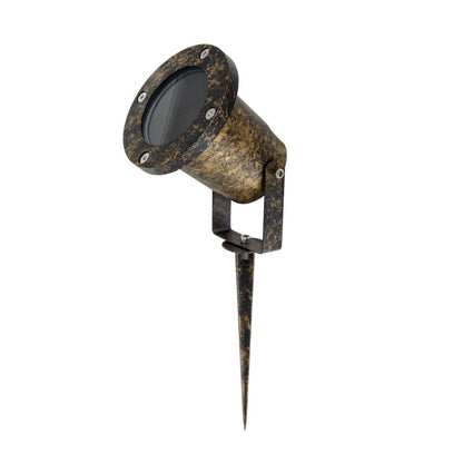 GARDELINI KLV-101-0005 Φωτιστικό Σποτ Κήπου για Φυτά & Δέντρα με Καρφωτή Βάση για Λάμπα MR16 με Ντουί GU10 AC 220-240V Αδιάβροχο IP65 - Χρυσό Εφέ Σκουριάς Ματ - Μ10 x Π10 x Υ30