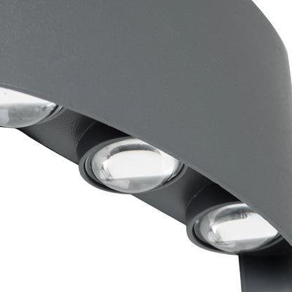 SIXOAD KLV-101-0010 Φωτιστικό Τοίχου / Απλίκα LED 18W 1980lm 30° AC 220-240V Αδιάβροχο IP65 Φυσικό Λευκό 4500K - CREE XPE Chip & TÜV SÜD Driver - Γκρι Ανθρακί Ματ - Μ17 x Π4 x Υ8