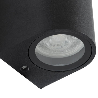 MURANO KLV-101-0015 Φωτιστικό Τοίχου / Απλίκα για 2 Λάμπες MR16 με Ντουί GU10 AC 220-240V Αδιάβροχο IP65 - Μαύρο Ματ - Μ8 x Π8 x Υ15