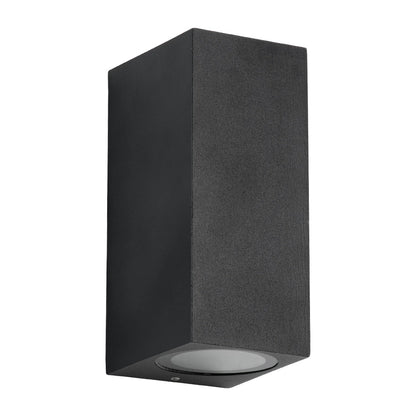 BURANO KLV-101-0021 Φωτιστικό Τοίχου / Απλίκα για 2 Λάμπες MR16 με Ντουί GU10 AC 220-240V Αδιάβροχο IP65 - Μαύρο Ματ - Μ8 x Π8 x Υ15