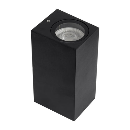 BURANO KLV-101-0021 Φωτιστικό Τοίχου / Απλίκα για 2 Λάμπες MR16 με Ντουί GU10 AC 220-240V Αδιάβροχο IP65 - Μαύρο Ματ - Μ8 x Π8 x Υ15