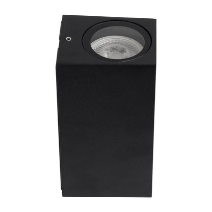 BURANO KLV-101-0021 Φωτιστικό Τοίχου / Απλίκα για 2 Λάμπες MR16 με Ντουί GU10 AC 220-240V Αδιάβροχο IP65 - Μαύρο Ματ - Μ8 x Π8 x Υ15