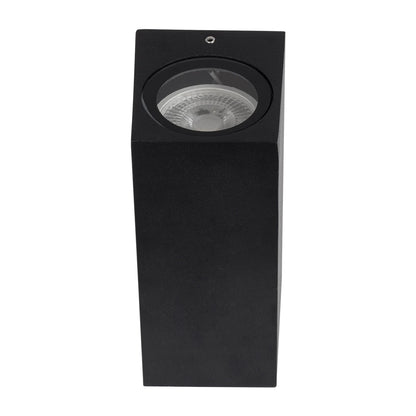 BURANO KLV-101-0021 Φωτιστικό Τοίχου / Απλίκα για 2 Λάμπες MR16 με Ντουί GU10 AC 220-240V Αδιάβροχο IP65 - Μαύρο Ματ - Μ8 x Π8 x Υ15