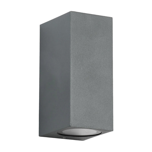 BURANO KLV-101-0022 Φωτιστικό Τοίχου / Απλίκα για 2 Λάμπες MR16 με Ντουί GU10 AC 220-240V Αδιάβροχο IP65 - Γκρι Ανθρακί Ματ - Μ8 x Π8 x Υ15