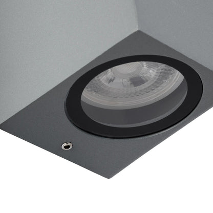 BURANO KLV-101-0022 Φωτιστικό Τοίχου / Απλίκα για 2 Λάμπες MR16 με Ντουί GU10 AC 220-240V Αδιάβροχο IP65 - Γκρι Ανθρακί Ματ - Μ8 x Π8 x Υ15