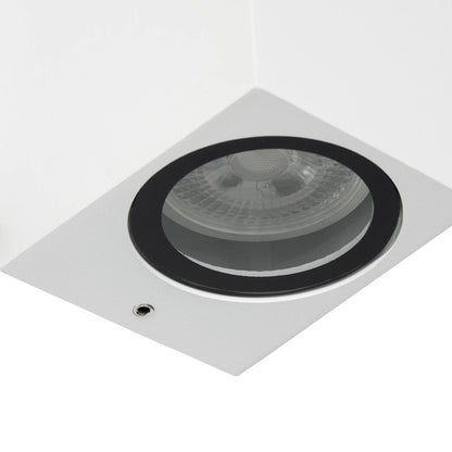 BURANO KLV-101-0023 Φωτιστικό Τοίχου / Απλίκα για 2 Λάμπες MR16 με Ντουί GU10 AC 220-240V Αδιάβροχο IP65 - Λευκό Ματ - Μ8 x Π8 x Υ15