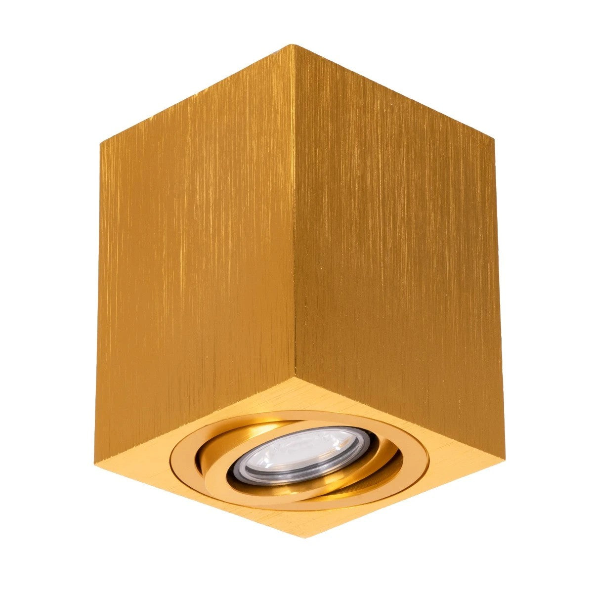 AKIRA KLV-101-0031 Κινούμενο Φωτιστικό Downlight Σποτ για Λάμπα MR16 με Ντουί GU10 AC 220-240V IP20 - Χρυσό Βούρτσας - Μ8 x Π8 x Υ10