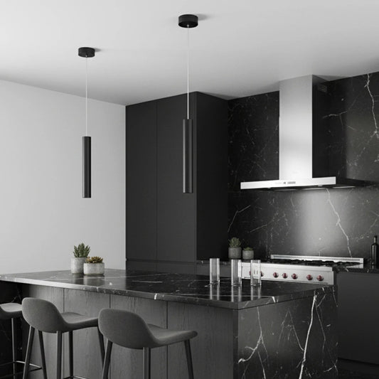 CANAL KLV-101-0070 Κρεμαστό Φωτιστικό Οροφής LED 7W 700lm 36° AC 220-240V IP20 Θερμό Λευκό 2700K - Bridgelux COB Chip & TÜV SÜD Driver - Μαύρο Ματ - Μ4 x Π4 x Υ30