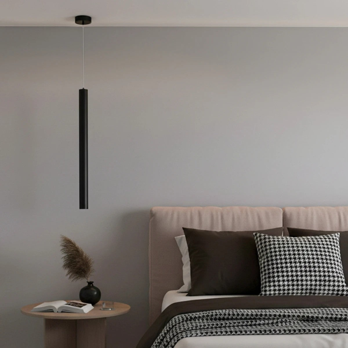 CANAL KLV-101-0072 Κρεμαστό Φωτιστικό Οροφής LED 7W 700lm 36° AC 220-240V IP20 Θερμό Λευκό 2700K - Bridgelux COB Chip & TÜV SÜD Driver - Μαύρο Ματ - Μ4 x Π4 x Υ60