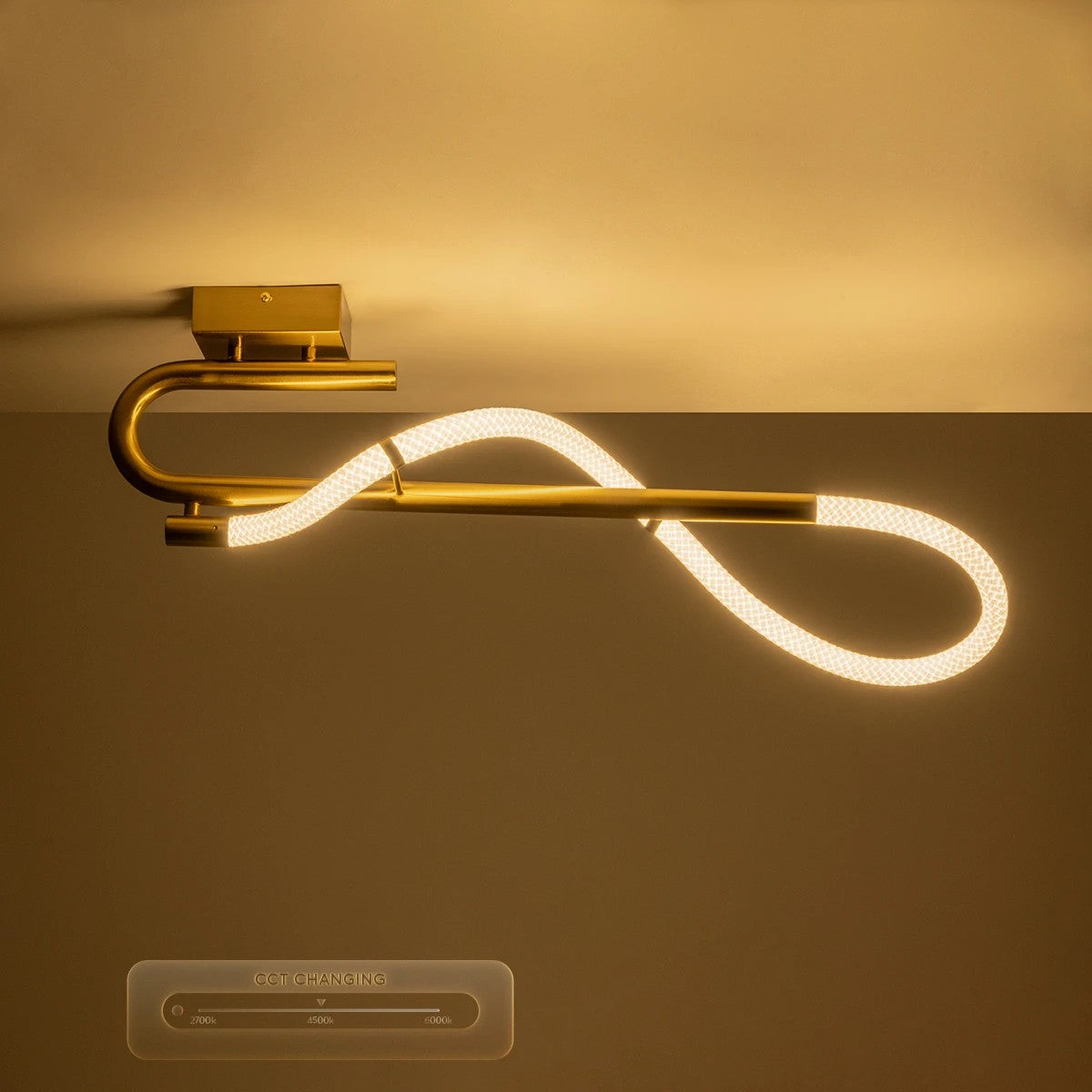 GLOW KLV-101-0148 Φωτιστικό Οροφής LED 18W 1800lm 360° AC 220-240V IP20 Ρυθμιζόμενο Λευκό CCT με On/Off 2700K/4500K/6000K - Lumileds SMD Chip - Χρυσό Πλατίνα - Μ65 x Π30 x Υ30