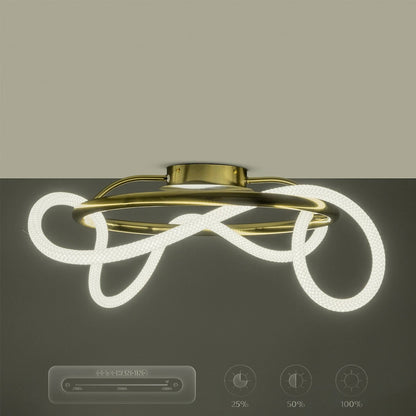 GLOW KLV-101-0149 Φωτιστικό Οροφής LED 34W 3400lm 360° AC 220-240V IP20 Ρυθμιζόμενο Λευκό CCT με Χειριστήριο από 2700K έως 6000K Dimmable - Lumileds SMD Chip - Χρυσό Πλατίνα - Μ60 x Π60 x Υ30