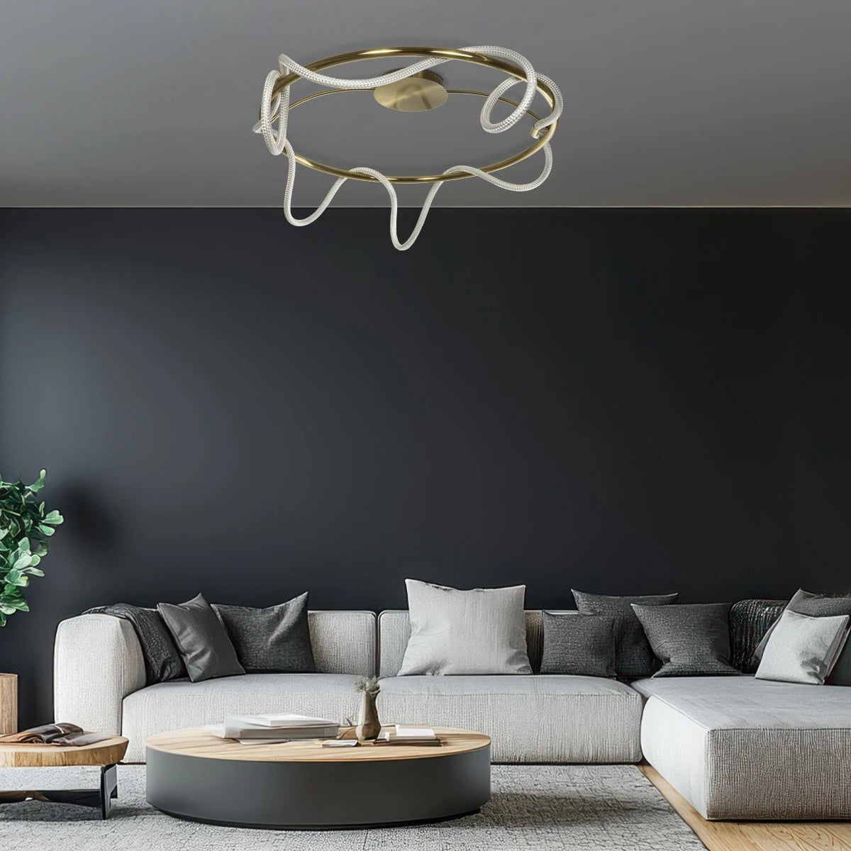 GLOW KLV-101-0150 Φωτιστικό Οροφής LED 65W 6500lm 360° AC 220-240V IP20 Ρυθμιζόμενο Λευκό CCT με Χειριστήριο από 2700K έως 6000K Dimmable - Lumileds SMD Chip - Χρυσό Πλατίνα - Μ100 x Π100 x Υ30