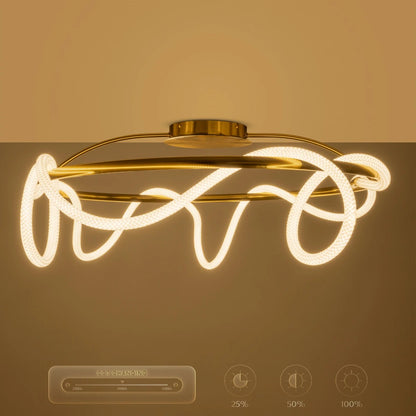 GLOW KLV-101-0150 Φωτιστικό Οροφής LED 65W 6500lm 360° AC 220-240V IP20 Ρυθμιζόμενο Λευκό CCT με Χειριστήριο από 2700K έως 6000K Dimmable - Lumileds SMD Chip - Χρυσό Πλατίνα - Μ100 x Π100 x Υ30