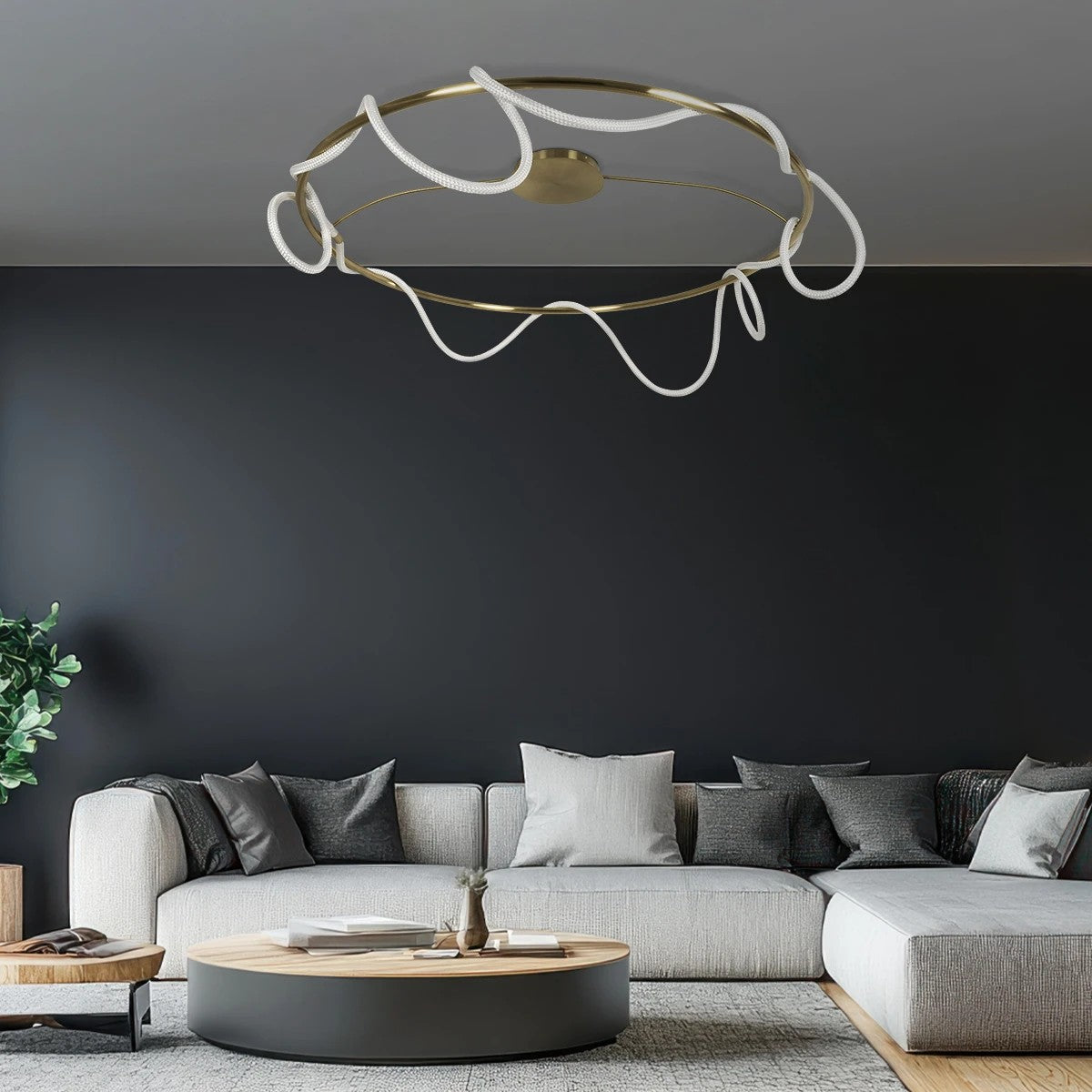 GLOW KLV-101-0151 Φωτιστικό Οροφής LED 89W 8900lm 360° AC 220-240V IP20 Ρυθμιζόμενο Λευκό CCT με Χειριστήριο από 2700K έως 6000K Dimmable - Lumileds SMD Chip - Χρυσό Πλατίνα - Μ150 x Π150 x Υ30