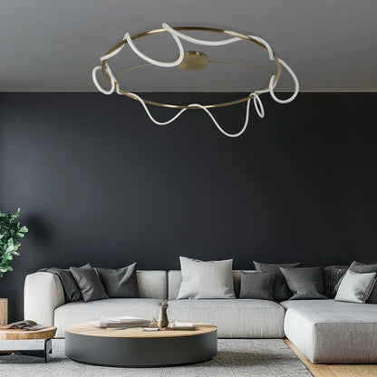 GLOW KLV-101-0151 Φωτιστικό Οροφής LED 89W 8900lm 360° AC 220-240V IP20 Ρυθμιζόμενο Λευκό CCT με Χειριστήριο από 2700K έως 6000K Dimmable - Lumileds SMD Chip - Χρυσό Πλατίνα - Μ150 x Π150 x Υ30