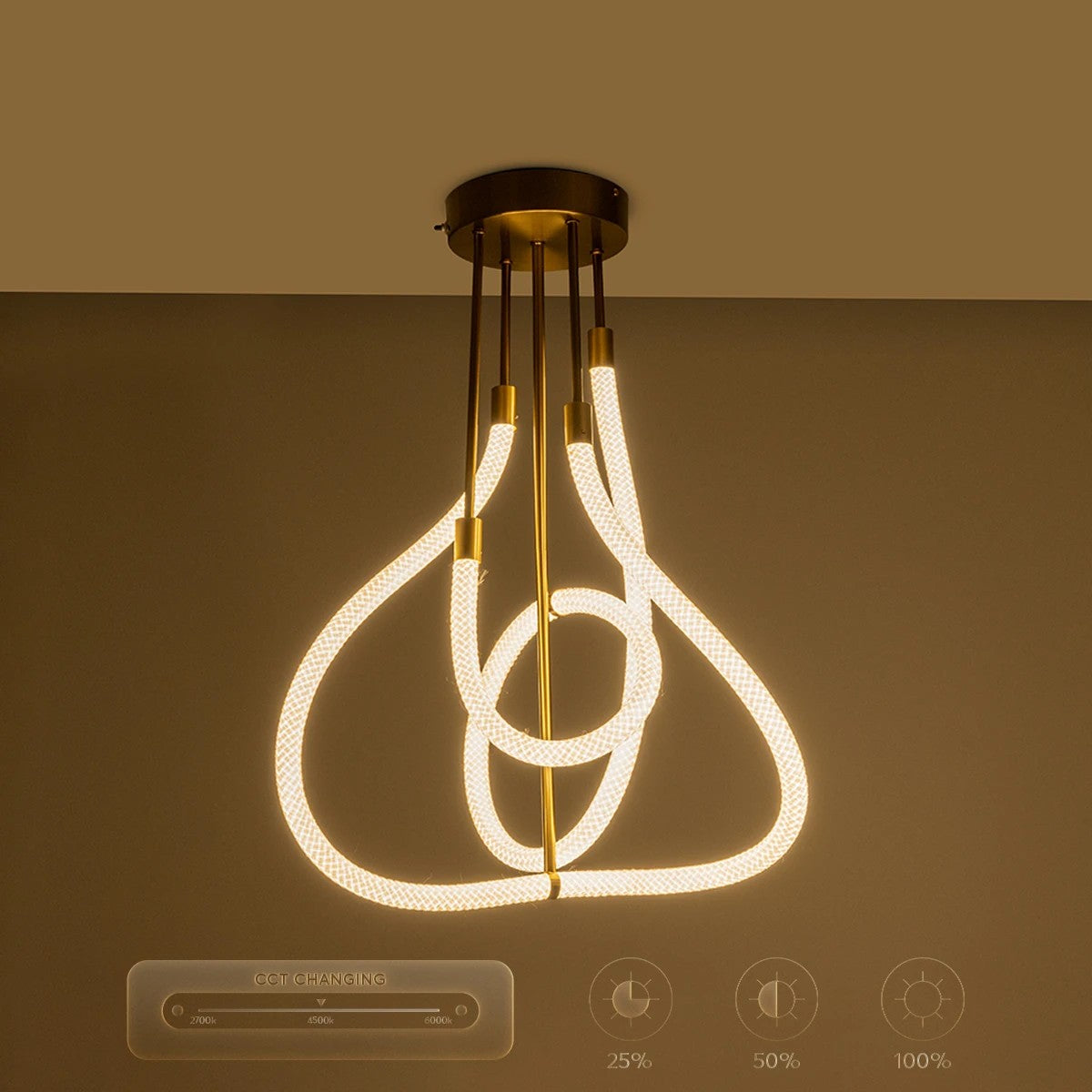 GLOW KLV-101-0152 Φωτιστικό Οροφής LED 40W 4000lm 360° AC 220-240V IP20 Ρυθμιζόμενο Λευκό CCT με Χειριστήριο από 2700K έως 6000K Dimmable - Lumileds SMD Chip - Χρυσό Πλατίνα - Μ50 x Π50 x Υ70