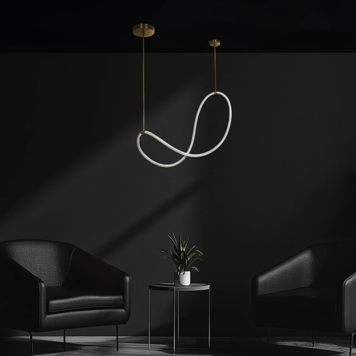 GLOW KLV-101-0156 Κρεμαστό Φωτιστικό Οροφής LED 34W 3400lm 360° AC 220-240V IP20 Ρυθμιζόμενο Λευκό CCT με Χειριστήριο από 2700K έως 6000K Dimmable - Lumileds SMD Chip - Χρυσό Πλατίνα - Μ20 x Π35 x Υ120