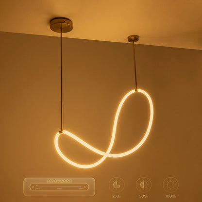 GLOW KLV-101-0156 Κρεμαστό Φωτιστικό Οροφής LED 34W 3400lm 360° AC 220-240V IP20 Ρυθμιζόμενο Λευκό CCT με Χειριστήριο από 2700K έως 6000K Dimmable - Lumileds SMD Chip - Χρυσό Πλατίνα - Μ20 x Π35 x Υ120