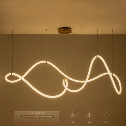 GLOW KLV-101-0157 Κρεμαστό Φωτιστικό Οροφής LED 65W 6500lm 360° AC 220-240V IP20 Ρυθμιζόμενο Λευκό CCT με Χειριστήριο από 2700K έως 6000K Dimmable - Lumileds SMD Chip - Σατινέ Χρυσό Βούρτσας - Μ150 x Π70 x Υ90