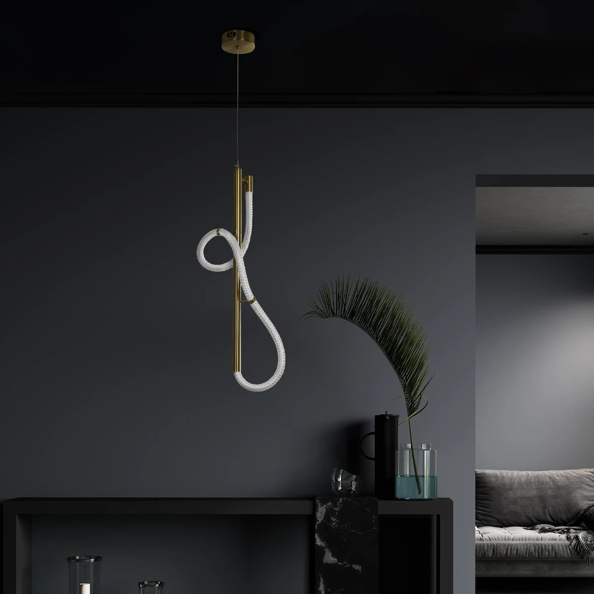 GLOW KLV-101-0160 Κρεμαστό Φωτιστικό Οροφής LED 24W 2400lm 360° AC 220-240V IP20 Ρυθμιζόμενο Λευκό CCT με On/Off 2700K/4500K/6000K - Lumileds SMD Chip - Χρυσό Πλατίνα - Μ30 x Π17 x Υ66