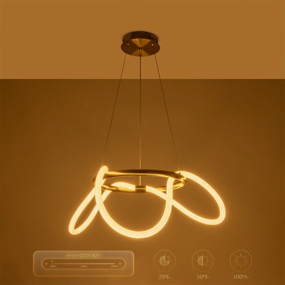 GLOW KLV-101-0162 Κρεμαστό Φωτιστικό Οροφής LED 36W 3600lm 360° AC 220-240V IP20 Ρυθμιζόμενο Λευκό CCT με Χειριστήριο από 2700K έως 6000K Dimmable - Lumileds SMD Chip - Χρυσό Πλατίνα - Μ70 x Π70 x Υ40