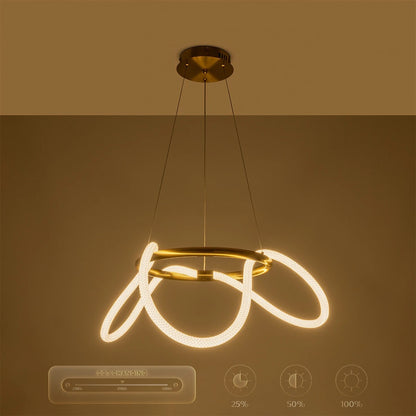 GLOW KLV-101-0162 Κρεμαστό Φωτιστικό Οροφής LED 36W 3600lm 360° AC 220-240V IP20 Ρυθμιζόμενο Λευκό CCT με Χειριστήριο από 2700K έως 6000K Dimmable - Lumileds SMD Chip - Χρυσό Πλατίνα - Μ70 x Π70 x Υ40