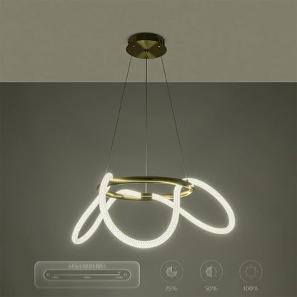 GLOW KLV-101-0162 Κρεμαστό Φωτιστικό Οροφής LED 36W 3600lm 360° AC 220-240V IP20 Ρυθμιζόμενο Λευκό CCT με Χειριστήριο από 2700K έως 6000K Dimmable - Lumileds SMD Chip - Χρυσό Πλατίνα - Μ70 x Π70 x Υ40