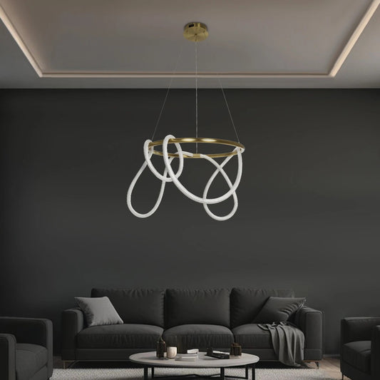 GLOW KLV-101-0163 Κρεμαστό Φωτιστικό Οροφής LED 58W 5800lm 360° AC 220-240V IP20 Ρυθμιζόμενο Λευκό CCT με Χειριστήριο από 2700K έως 6000K Dimmable - Lumileds SMD Chip - Χρυσό Πλατίνα - Μ80 x Π80 x Υ40