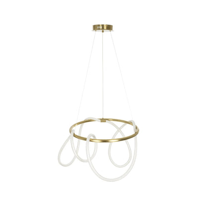 GLOW KLV-101-0163 Κρεμαστό Φωτιστικό Οροφής LED 58W 5800lm 360° AC 220-240V IP20 Ρυθμιζόμενο Λευκό CCT με Χειριστήριο από 2700K έως 6000K Dimmable - Lumileds SMD Chip - Χρυσό Πλατίνα - Μ80 x Π80 x Υ40