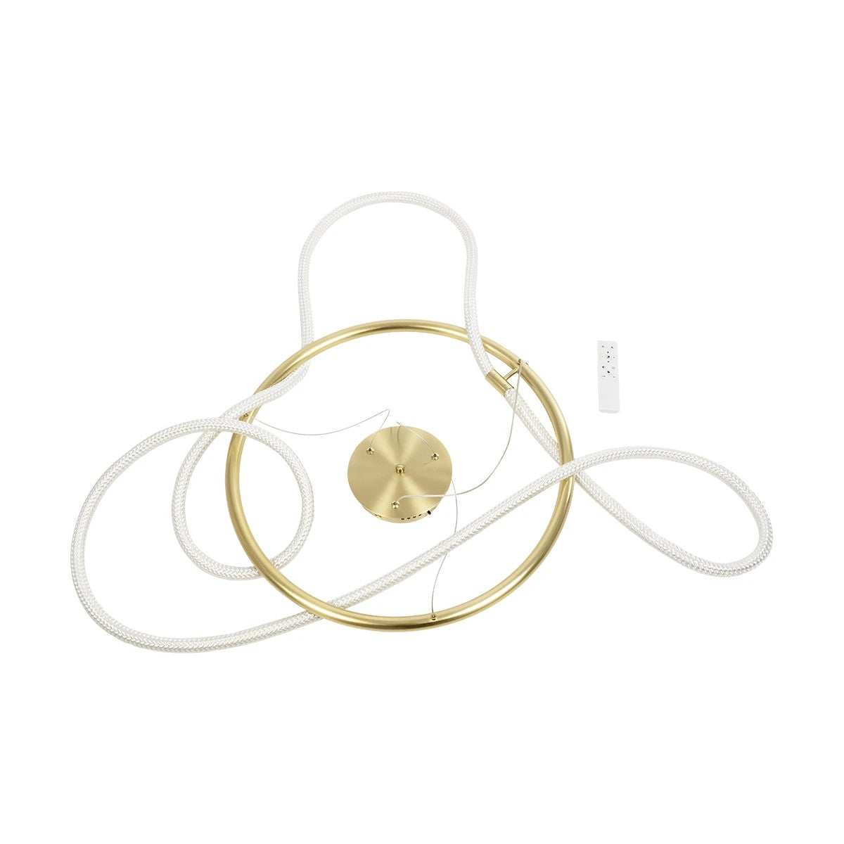 GLOW KLV-101-0163 Κρεμαστό Φωτιστικό Οροφής LED 58W 5800lm 360° AC 220-240V IP20 Ρυθμιζόμενο Λευκό CCT με Χειριστήριο από 2700K έως 6000K Dimmable - Lumileds SMD Chip - Χρυσό Πλατίνα - Μ80 x Π80 x Υ40