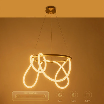 GLOW KLV-101-0163 Κρεμαστό Φωτιστικό Οροφής LED 58W 5800lm 360° AC 220-240V IP20 Ρυθμιζόμενο Λευκό CCT με Χειριστήριο από 2700K έως 6000K Dimmable - Lumileds SMD Chip - Χρυσό Πλατίνα - Μ80 x Π80 x Υ40