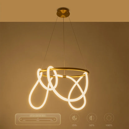 GLOW KLV-101-0163 Κρεμαστό Φωτιστικό Οροφής LED 58W 5800lm 360° AC 220-240V IP20 Ρυθμιζόμενο Λευκό CCT με Χειριστήριο από 2700K έως 6000K Dimmable - Lumileds SMD Chip - Χρυσό Πλατίνα - Μ80 x Π80 x Υ40