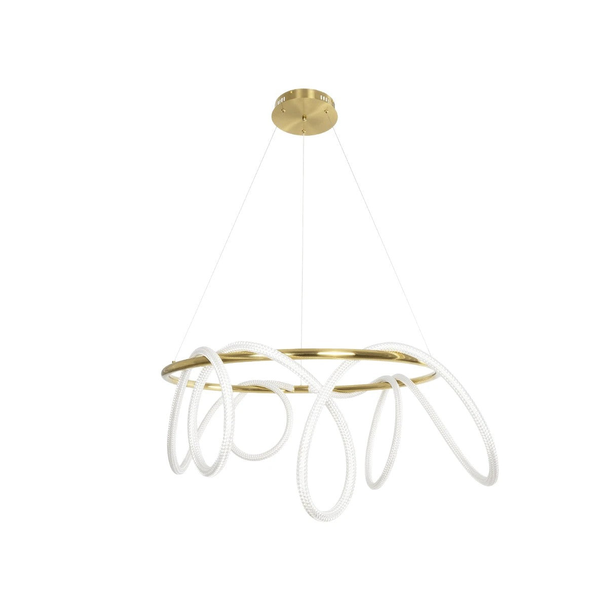 GLOW KLV-101-0164 Κρεμαστό Φωτιστικό Οροφής LED 69W 6900lm 360° AC 220-240V IP20 Ρυθμιζόμενο Λευκό CCT με Χειριστήριο από 2700K έως 6000K Dimmable - Lumileds SMD Chip - Χρυσό Πλατίνα - Μ100 x Π100 x Υ40