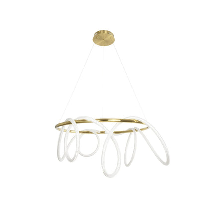 GLOW KLV-101-0164 Κρεμαστό Φωτιστικό Οροφής LED 69W 6900lm 360° AC 220-240V IP20 Ρυθμιζόμενο Λευκό CCT με Χειριστήριο από 2700K έως 6000K Dimmable - Lumileds SMD Chip - Χρυσό Πλατίνα - Μ100 x Π100 x Υ40