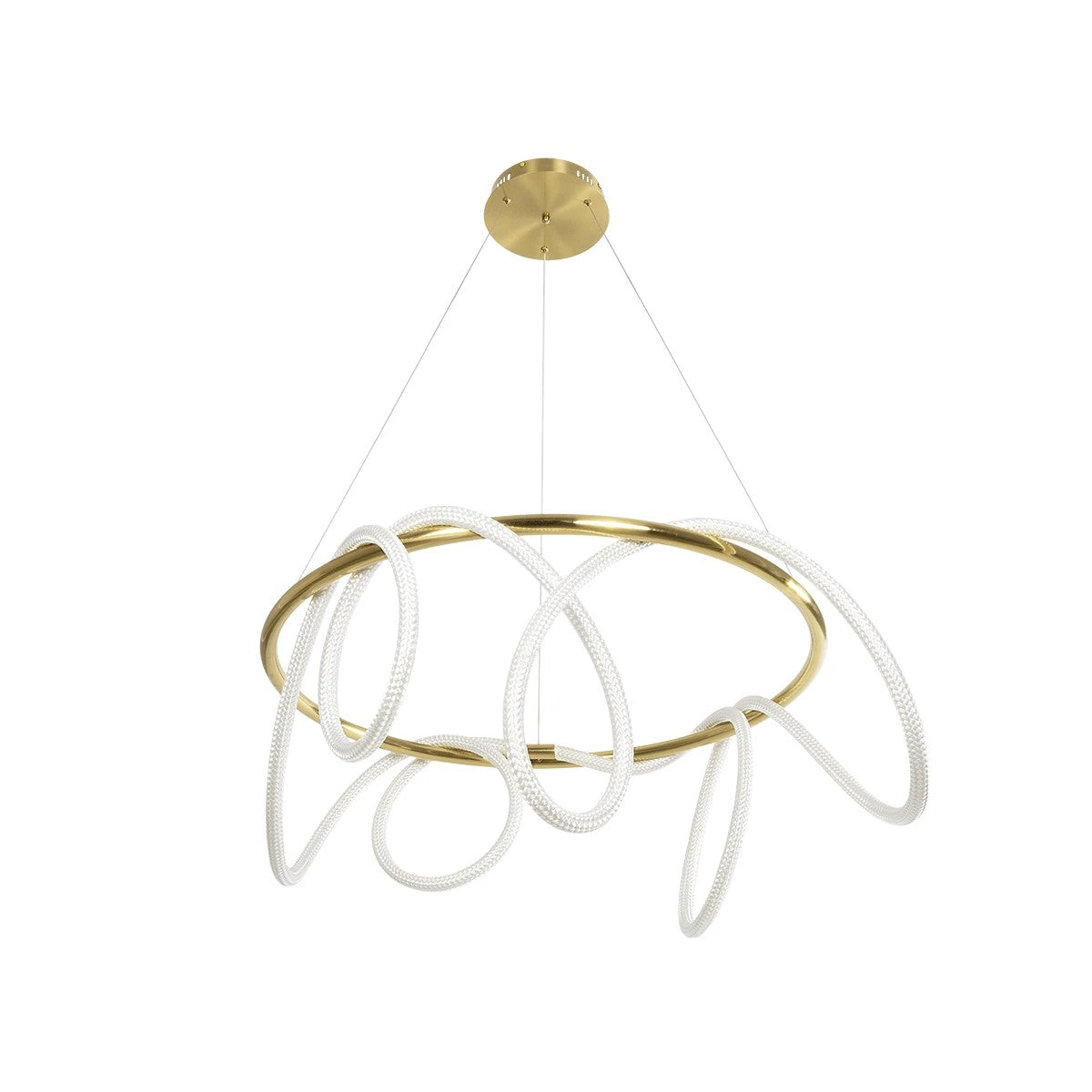 GLOW KLV-101-0164 Κρεμαστό Φωτιστικό Οροφής LED 69W 6900lm 360° AC 220-240V IP20 Ρυθμιζόμενο Λευκό CCT με Χειριστήριο από 2700K έως 6000K Dimmable - Lumileds SMD Chip - Χρυσό Πλατίνα - Μ100 x Π100 x Υ40