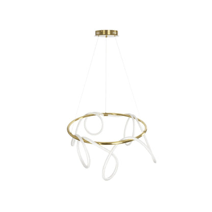 GLOW KLV-101-0164 Κρεμαστό Φωτιστικό Οροφής LED 69W 6900lm 360° AC 220-240V IP20 Ρυθμιζόμενο Λευκό CCT με Χειριστήριο από 2700K έως 6000K Dimmable - Lumileds SMD Chip - Χρυσό Πλατίνα - Μ100 x Π100 x Υ40